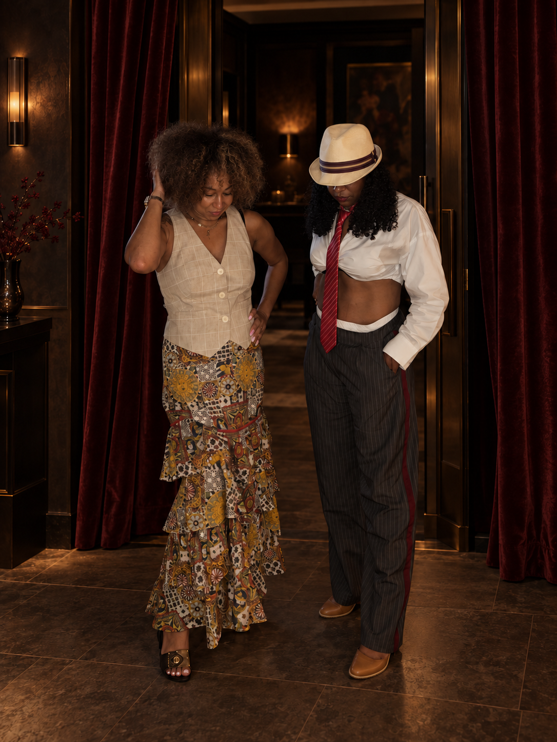 Shinavia McKinney and Precious "Preciosa" Myers-Brown, both looking down in an editorial portrait